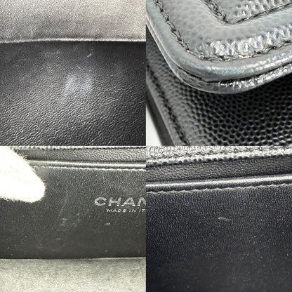 Chanel Shoulder Bag Quilted Boy CC Logo Bag Crossbody Boy Caviar Leather Black — view 6