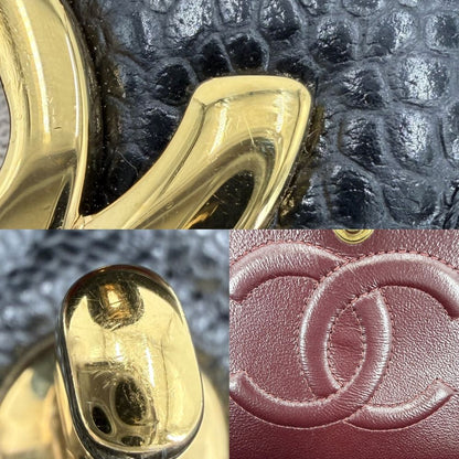 Chanel Shoulder Bag Quilted 25 Double Chain CC Logo Flap Crossbody Caviar — view 7