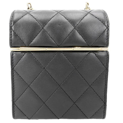 Chanel Shoulder Bag Quilted CC Logo Lambskin Black Gold Vintage — view 2