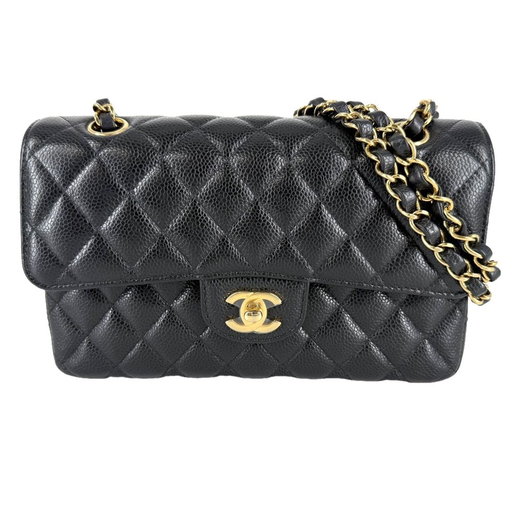 Chanel Shoulder Bag Quilted 23 Double Chain Flap Crossbody CC Logo Turnlock