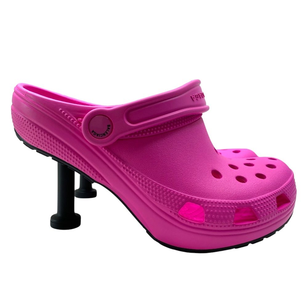 Balenciaga Madame 80 Crocs Mules Pumps Rubber Pink Shoes — view 5
