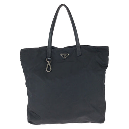 Prada Tessuto Saffiano Black Silver Nylon Leather Tote Bag