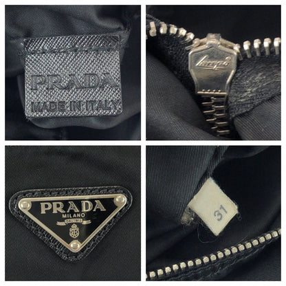 Prada Tessuto Saffiano Black Silver Nylon Leather Tote Bag — view 4