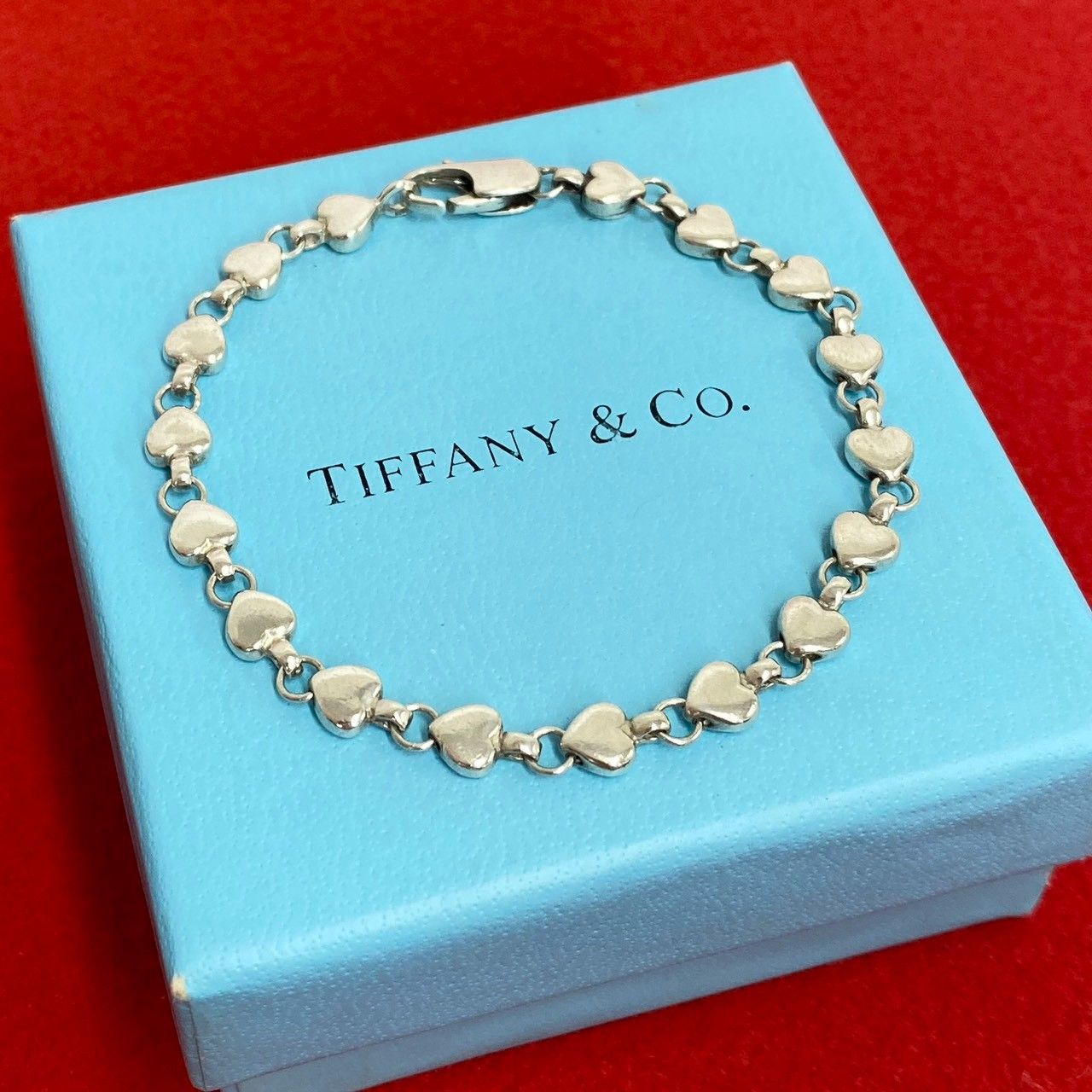 Tiffany & Co Vintage Puff Heart Bracelet 925 Sterling Silver Accessory