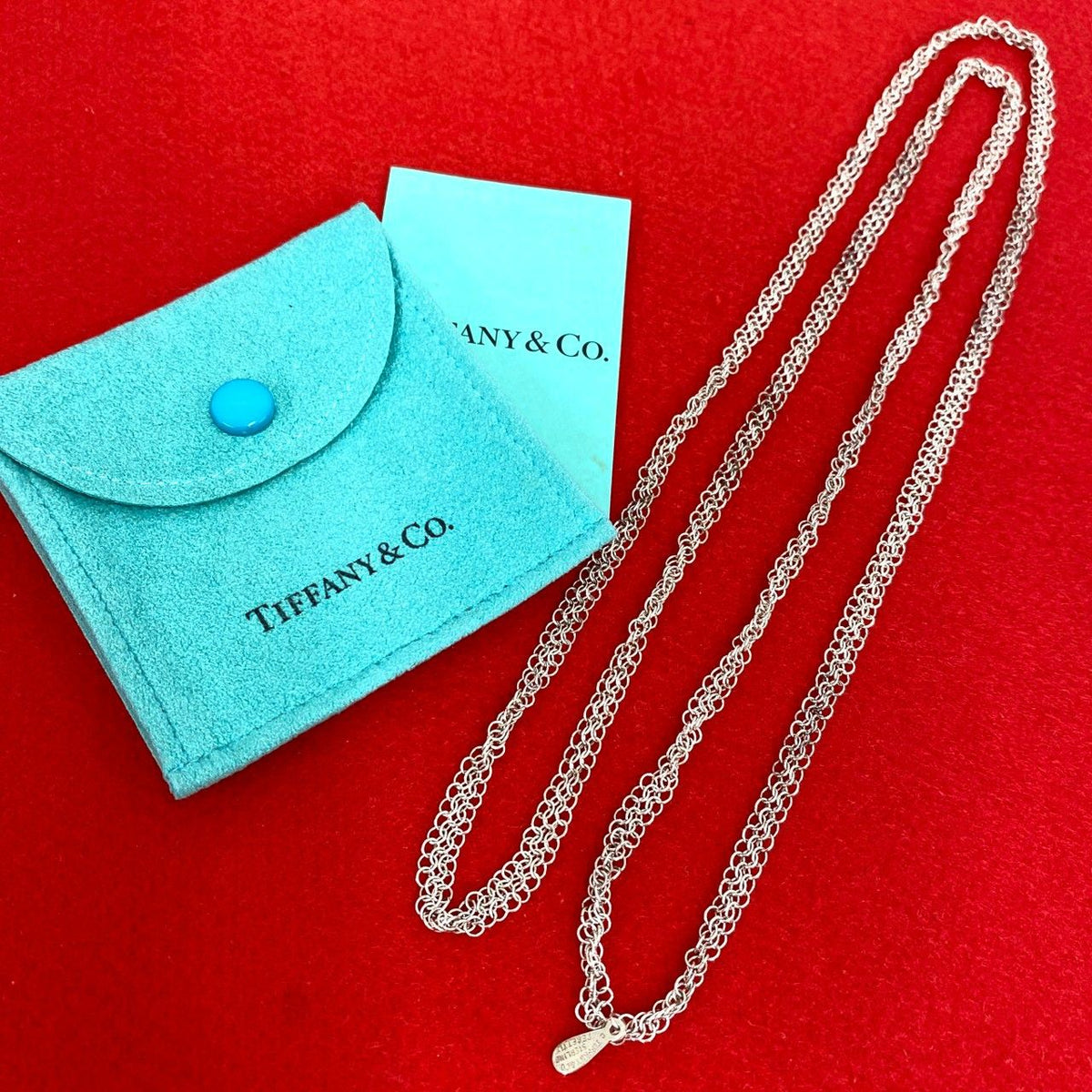 Tiffany & Co Somerset Mesh Long Necklace 925 Sterling Silver Accessory