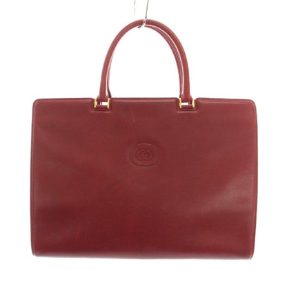 Gucci Tote Bag Business Briefcase Leather Red Embossed Logo YM