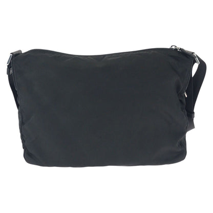 Prada Tessuto Saffiano Black Silver Nylon Leather Shoulder Bag — view 2