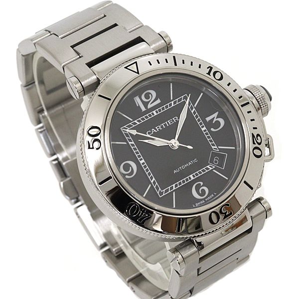 Cartier Watches Pasha Seatimer Black Dial Stainless Steel Automatic — view 2