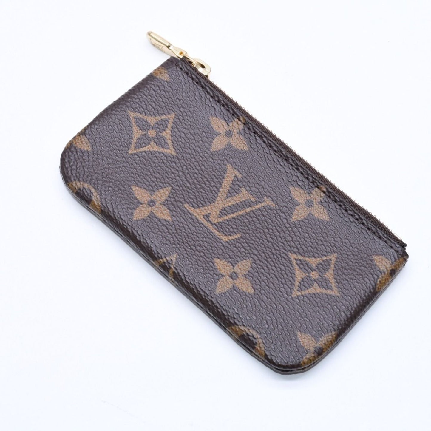 Louis Vuitton Pochette Cles Monogram Canvas Coin Purse Brown Gold — view 3