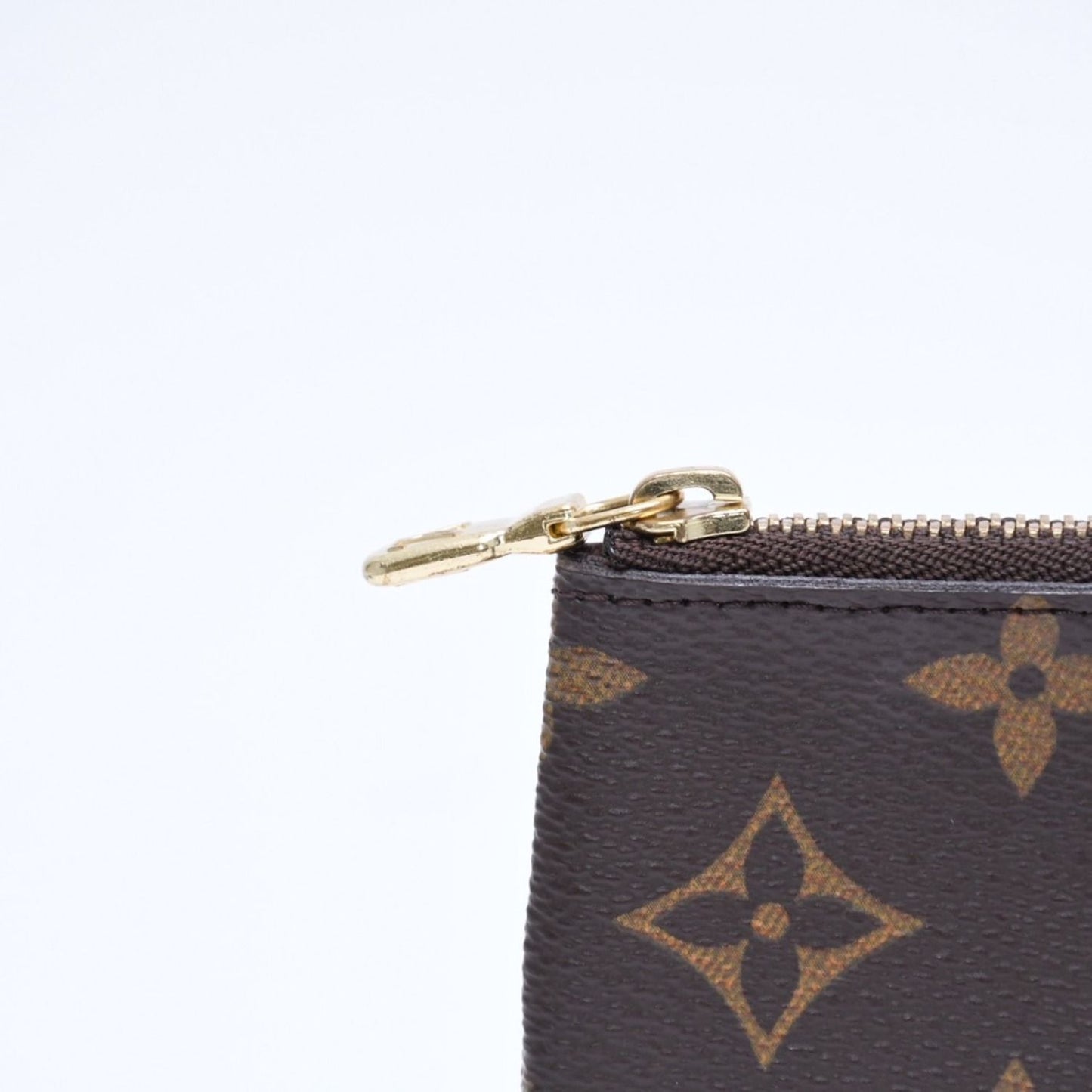 Louis Vuitton Pochette Cles Monogram Canvas Coin Purse Brown Gold — view 7
