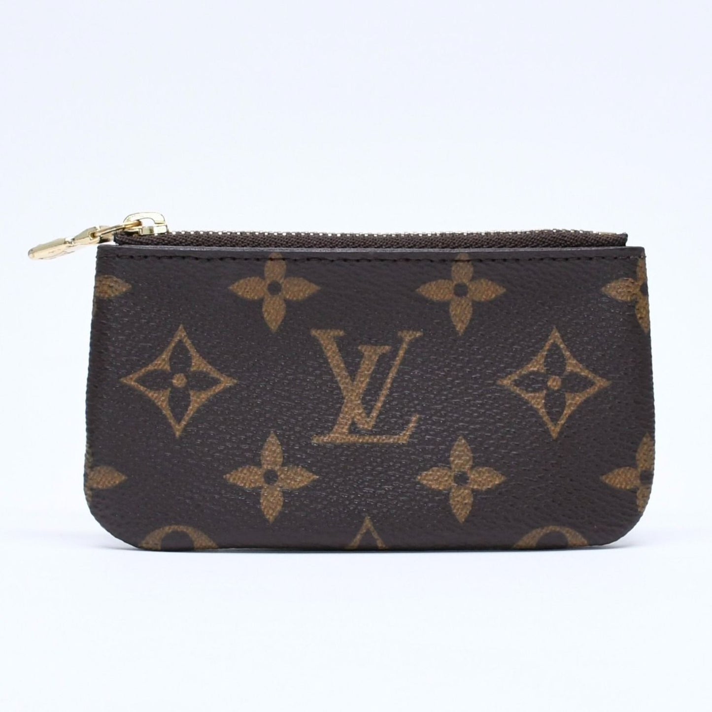 Louis Vuitton Pochette Cles Monogram Canvas Coin Purse Brown Gold