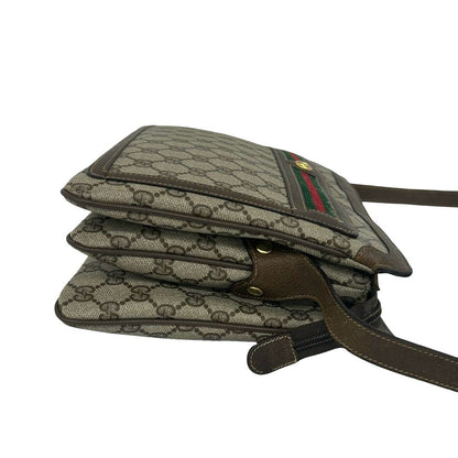 Gucci Vintage Sherry Line GG Pattern Logo Leather Shoulder Bag Brown — view 6