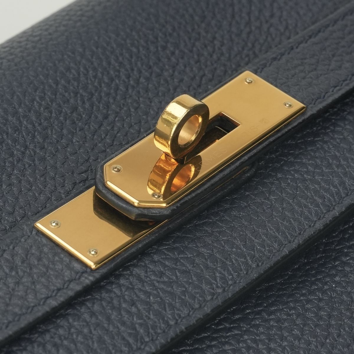 Hermes Kelly 35 Tote Shoulder Bag Togo Blue Bleu Nuit Navy Gold Handle 2-Way — view 7