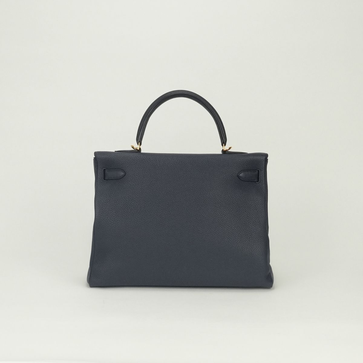 Hermes Kelly 35 Tote Shoulder Bag Togo Blue Bleu Nuit Navy Gold Handle 2-Way — view 3