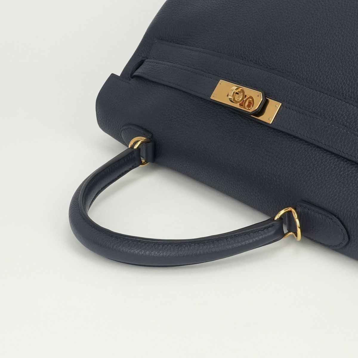 Hermes Kelly 35 Tote Shoulder Bag Togo Blue Bleu Nuit Navy Gold Handle 2-Way — view 4