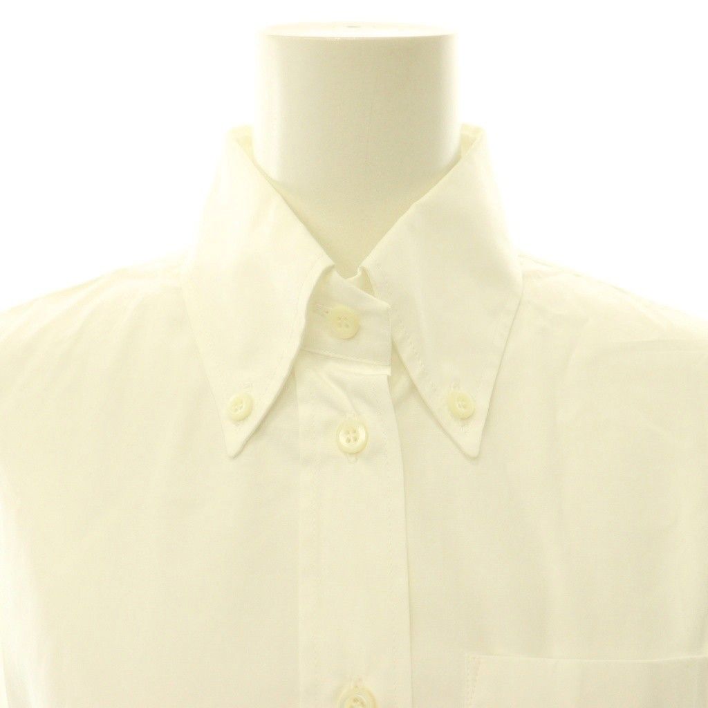 Prada Poplin Shirt Blouse Button Down Triangle Logo 38 White — view 4