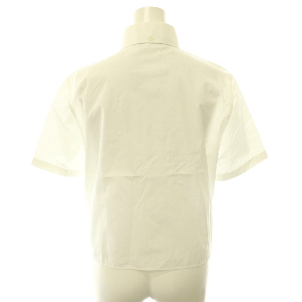 Prada Poplin Shirt Blouse Button Down Triangle Logo 38 White — view 2