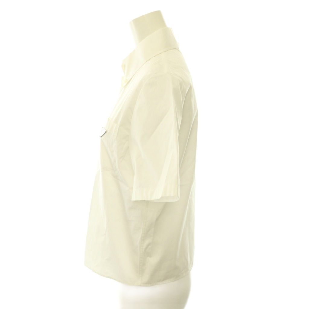 Prada Poplin Shirt Blouse Button Down Triangle Logo 38 White — view 3