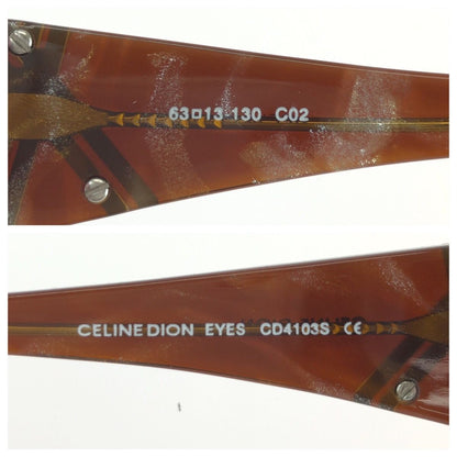 Celine Dion Eyes Crystal Brown Blanc Acetate Metal Sunglasses Eyewear — view 7