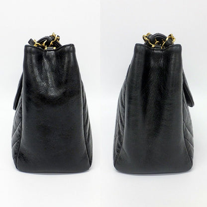 Chanel Chevron Classic Black Chain Shoulder Bag CC Logo Gold — view 3