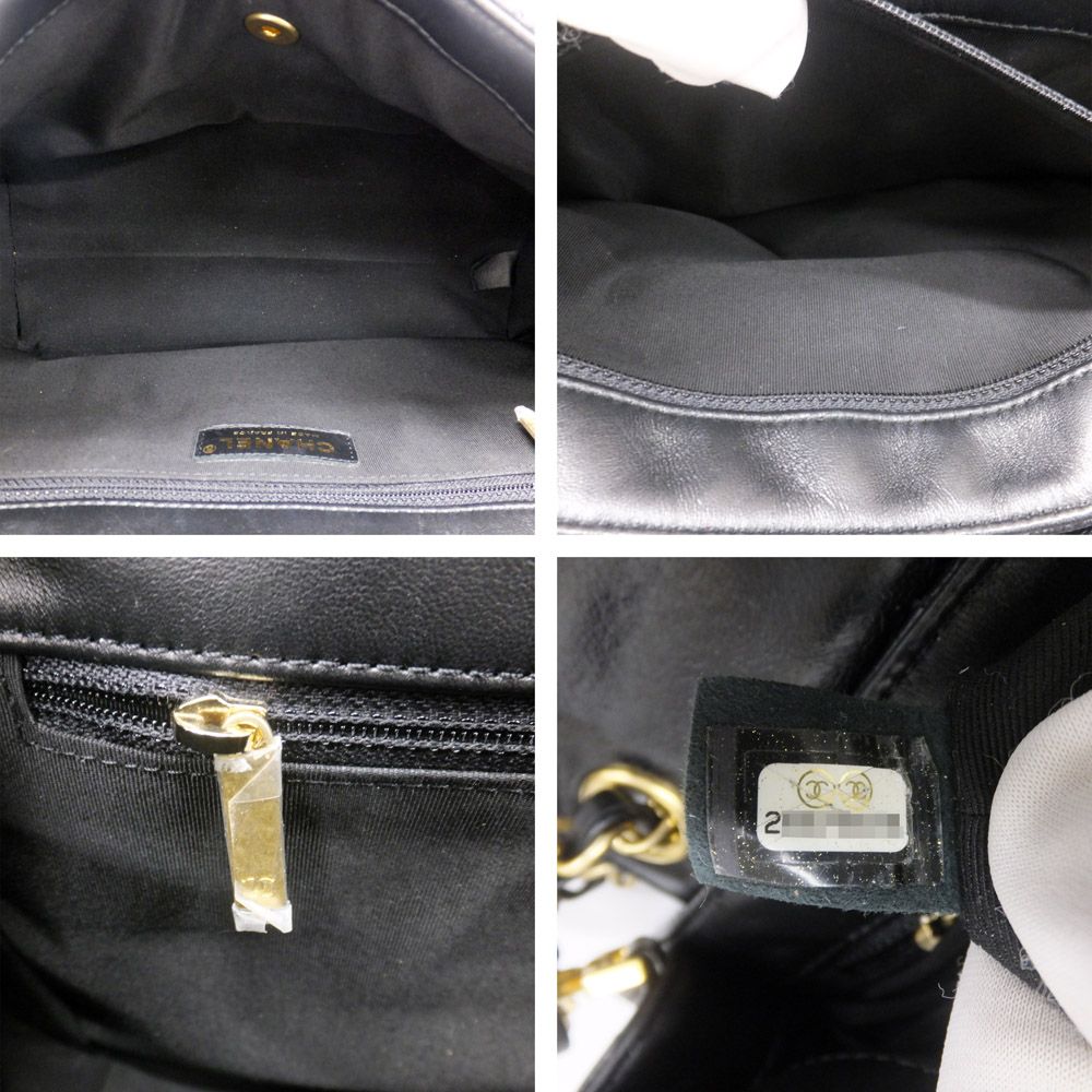Chanel Chevron Classic Black Chain Shoulder Bag CC Logo Gold — view 7