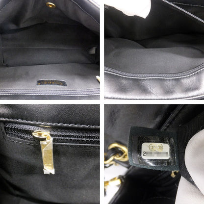 Chanel Chevron Classic Black Chain Shoulder Bag CC Logo Gold — view 7