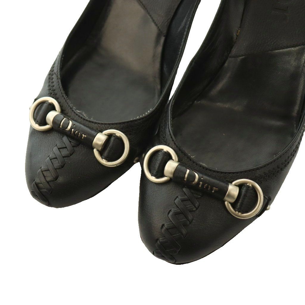 Dior Pumps Round Toe Logo Leather Black SS Heel 36 — view 3