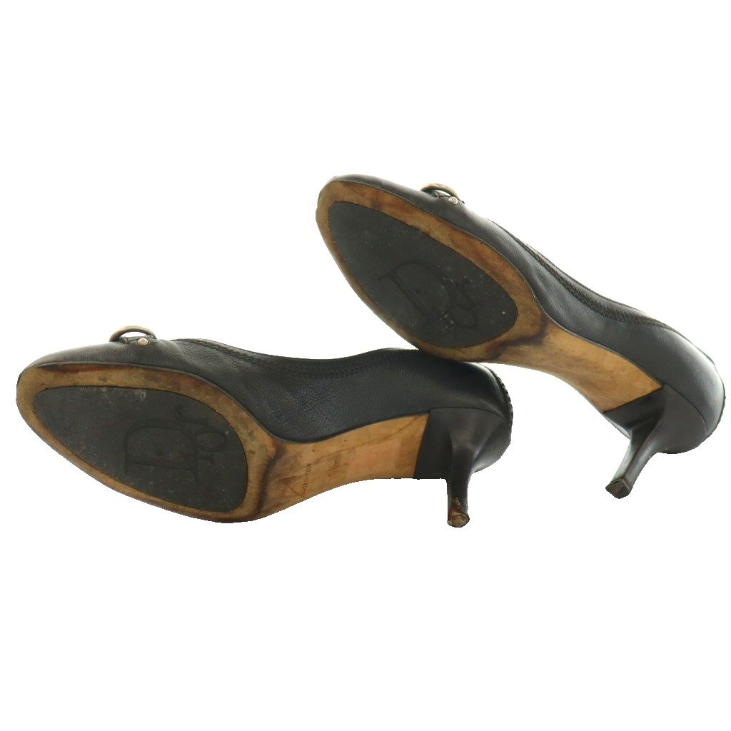 Dior Pumps Round Toe Logo Leather Black SS Heel 36 — view 6