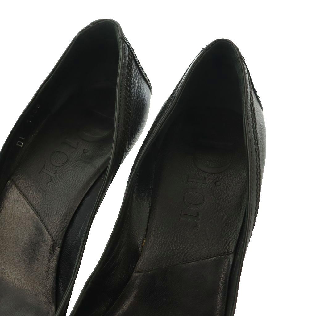 Dior Pumps Round Toe Logo Leather Black SS Heel 36 — view 4