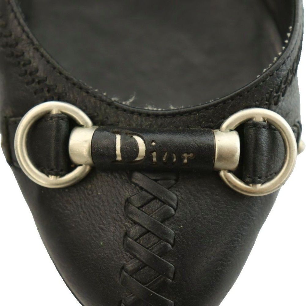 Dior Pumps Round Toe Logo Leather Black SS Heel 36 — view 7