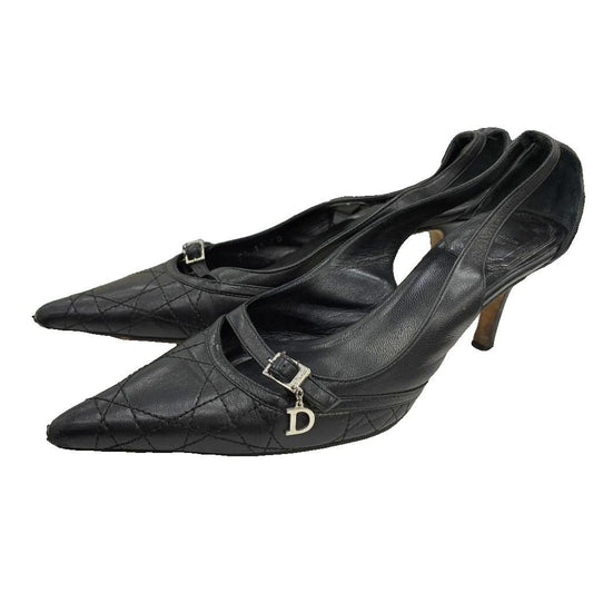 Dior Cannage Pumps Quilted Motif Black SS Heel 35.5
