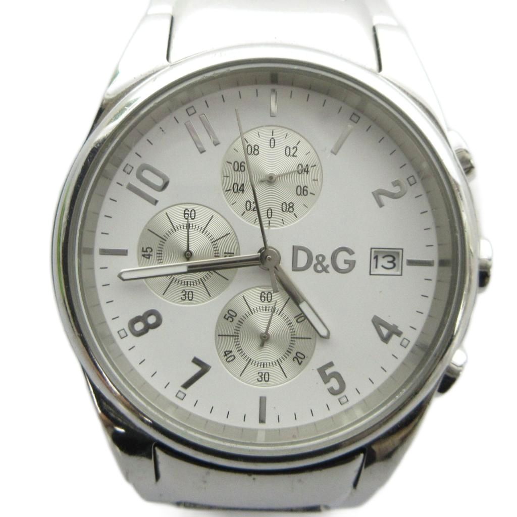 Dolce & Gabbana D&G Watch Quartz Chronograph Carre Date White Dial Silver