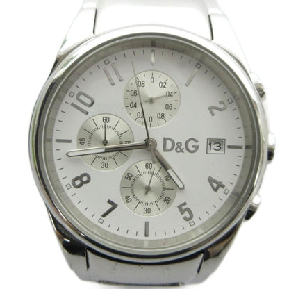 Dolce & Gabbana D&G Watch Quartz Chronograph Carre Date White Dial Silver