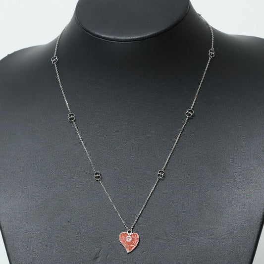 Gucci Necklace Interlocking G Heart Motif 925 Sterling Silver