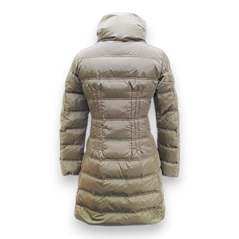 Moncler Vos Down Coat Mid Length 00 Beige Zip Up Logo Embroidery Patch Hair Wool — view 2