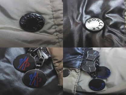 Moncler Vos Down Coat Mid Length 00 Beige Zip Up Logo Embroidery Patch Hair Wool — view 8