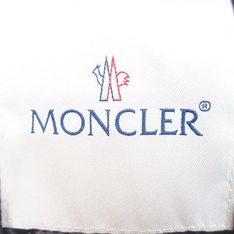 Moncler Vos Down Coat Mid Length 00 Beige Zip Up Logo Embroidery Patch Hair Wool — view 3