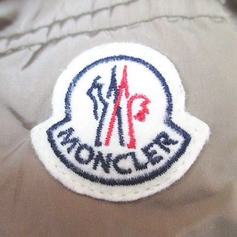Moncler Vos Down Coat Mid Length 00 Beige Zip Up Logo Embroidery Patch Hair Wool — view 6