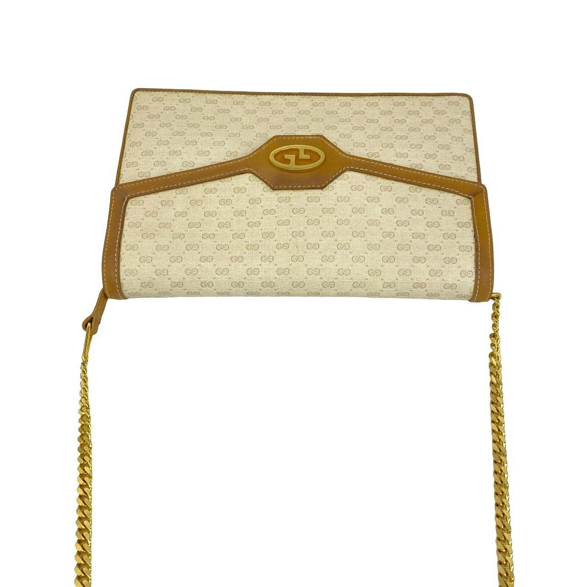 Gucci Vintage Micro GG Pattern Logo Leather Shoulder Bag Beige Brown — view 4