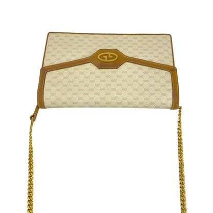Gucci Vintage Micro GG Pattern Logo Leather Shoulder Bag Beige Brown — view 4