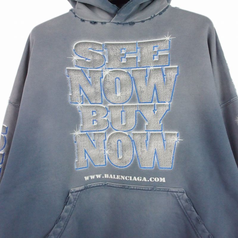 Balenciaga Demna Era Large Fit Hoodie Washed L Blue — view 4