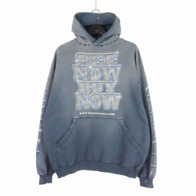 Balenciaga Demna Era Large Fit Hoodie Washed L Blue