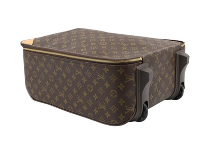 Louis Vuitton Travel Bag Pegase 45 Brown Monogram Unise 2 Wheels Gold — view 3