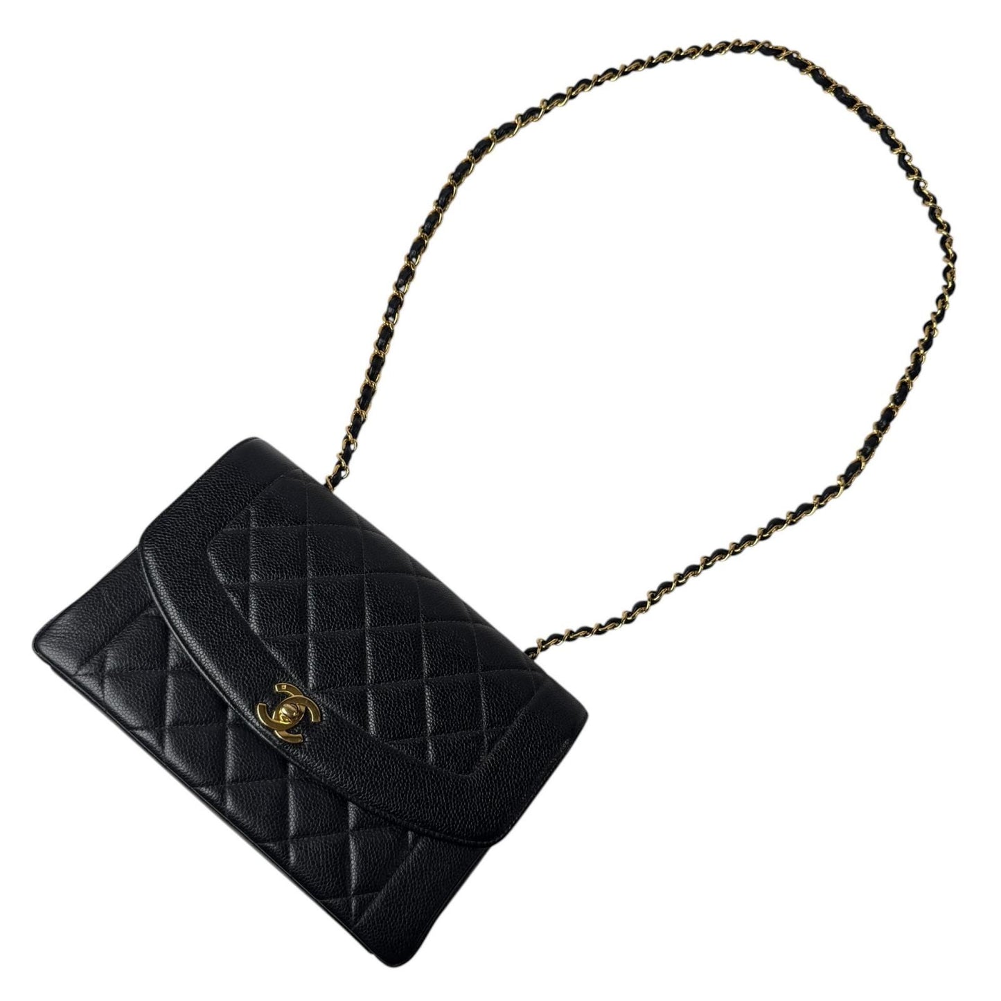 Chanel Diana Flap Quilted 25 Caviar Leather Chain Shoulder Bag — view 3