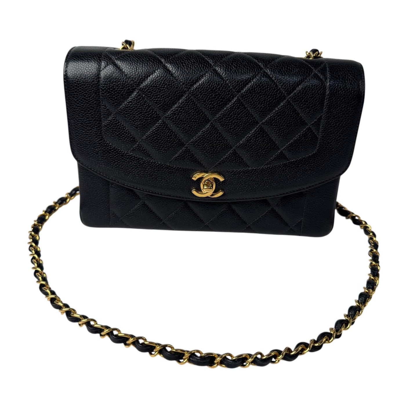 Chanel Diana Flap Quilted 25 Caviar Leather Chain Shoulder Bag — view 2