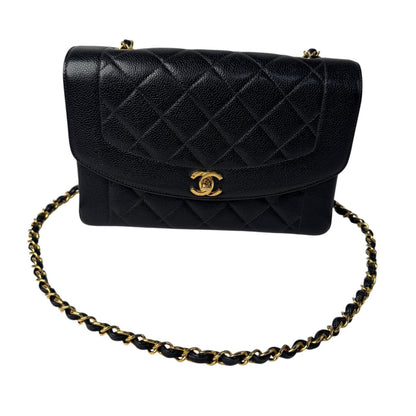 Chanel Diana Flap Quilted 25 Caviar Leather Chain Shoulder Bag — view 2
