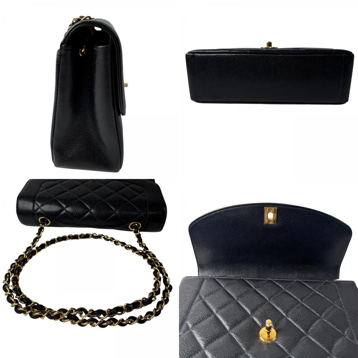 Chanel Diana Flap Quilted 25 Caviar Leather Chain Shoulder Bag — view 6
