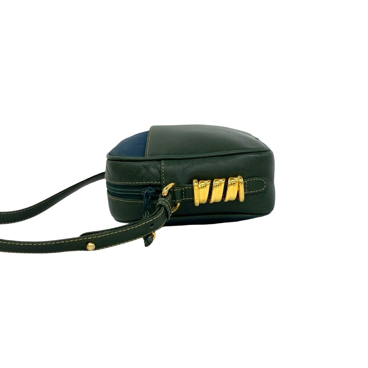 Loewe Vintage Velasquez Twist Leather Mini Shoulder Bag Pochette Green Blue — view 5
