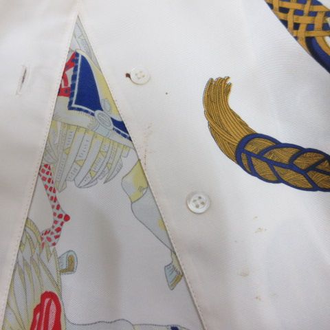 Hermes Vintage Silk Shirt Blouse Merry Go Round Tournez Mane 36 Off White Long — view 8