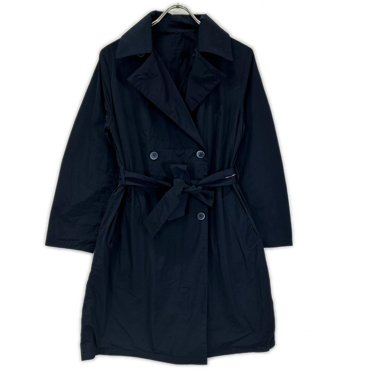 Max Mara Maxmara Studio Navy Nylon Reversible Coat 38